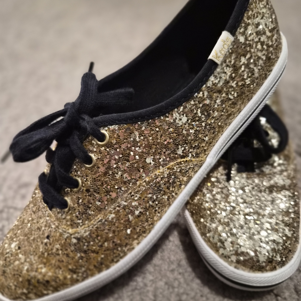 Kate Spade Gold Glitter Sneakers